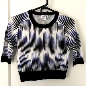 Peter Pilotto for Target Cropped Sweater Geometric Striped EUC Small 1/2 Sleeves
